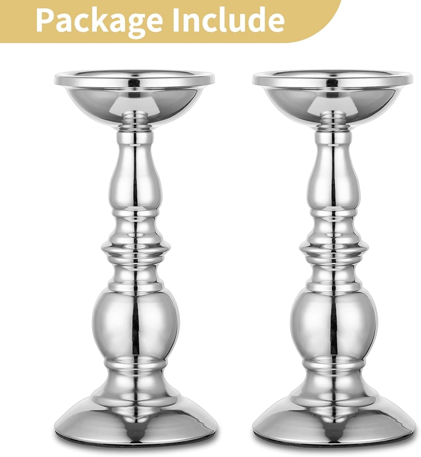 Silver Candle Holders - Set of 2, 3"