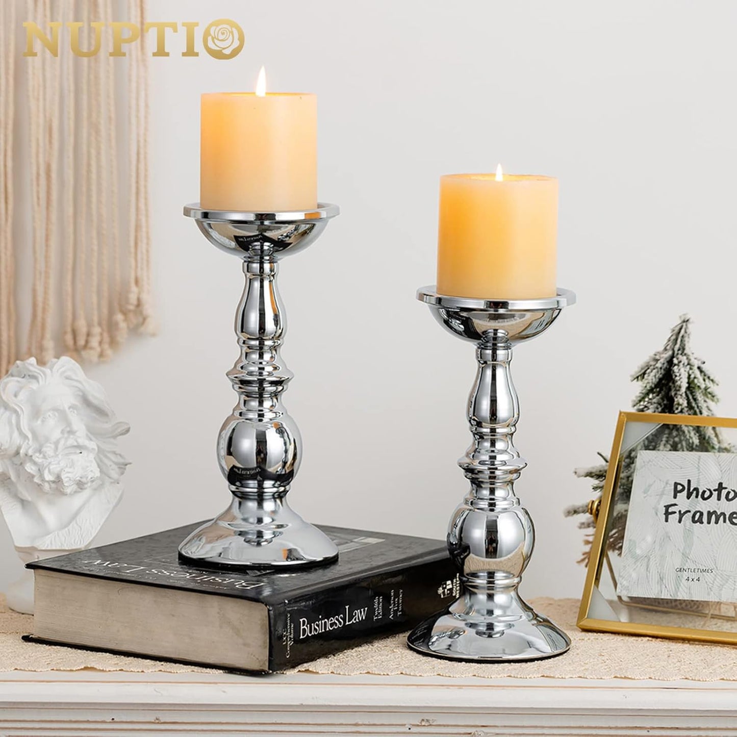 Silver Candle Holders - Set of 2, 3"